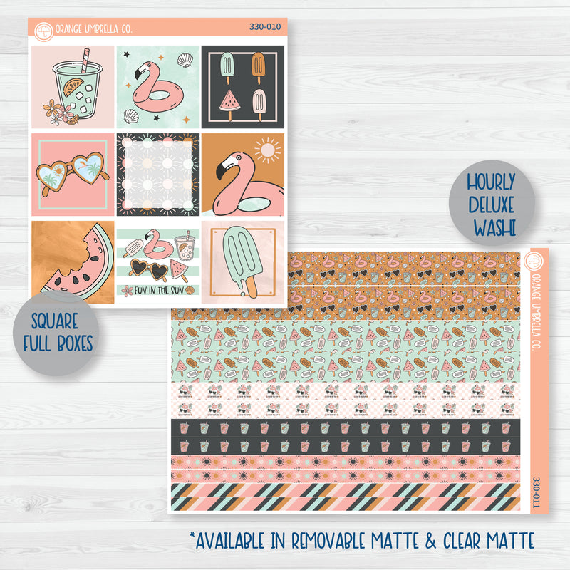 Flamingo Summer Stickers | Weekly Planner Kit Stickers | Flamingo Floaties | 330-001