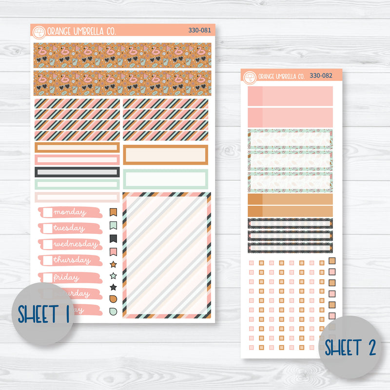 Flamingo Summer Kit | Compact Vertical Planner Kit Stickers for Erin Condren | Flamingo Floaties | 330-081