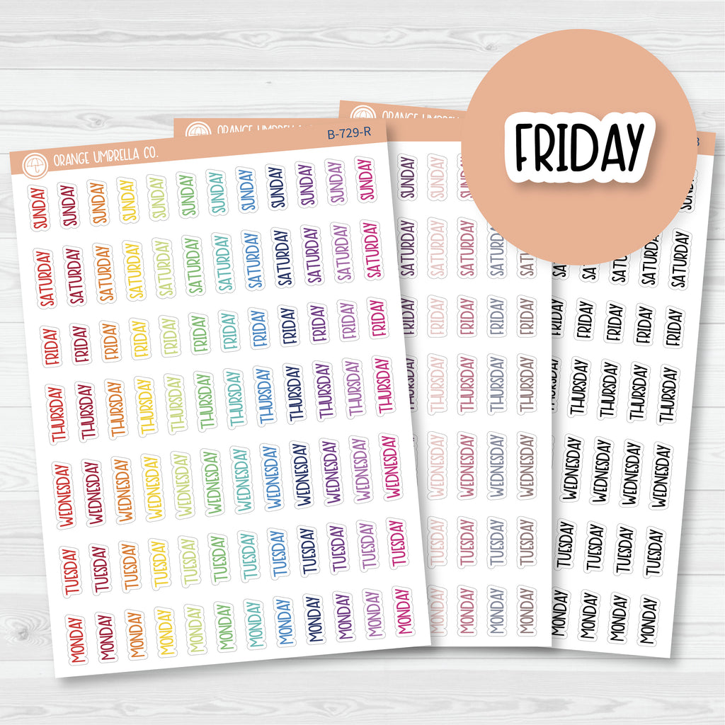 day-of-the-week-header-planner-stickers-f8-b-729 for Free Printable Functional Planner Stickers Day of the Week Header Planner Stickers | F8 | B-729 for Free Printable Functional Planner Stickers