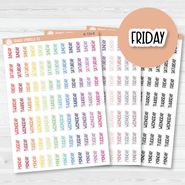 Day of the Week Header Planner Stickers | F8 | B-729