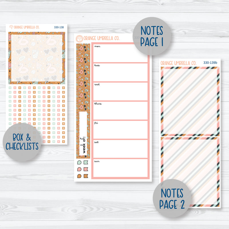 Flamingo Summer Kit | 7x9 Daily Duo Planner Kit Stickers | Flamingo Floaties | 330-131