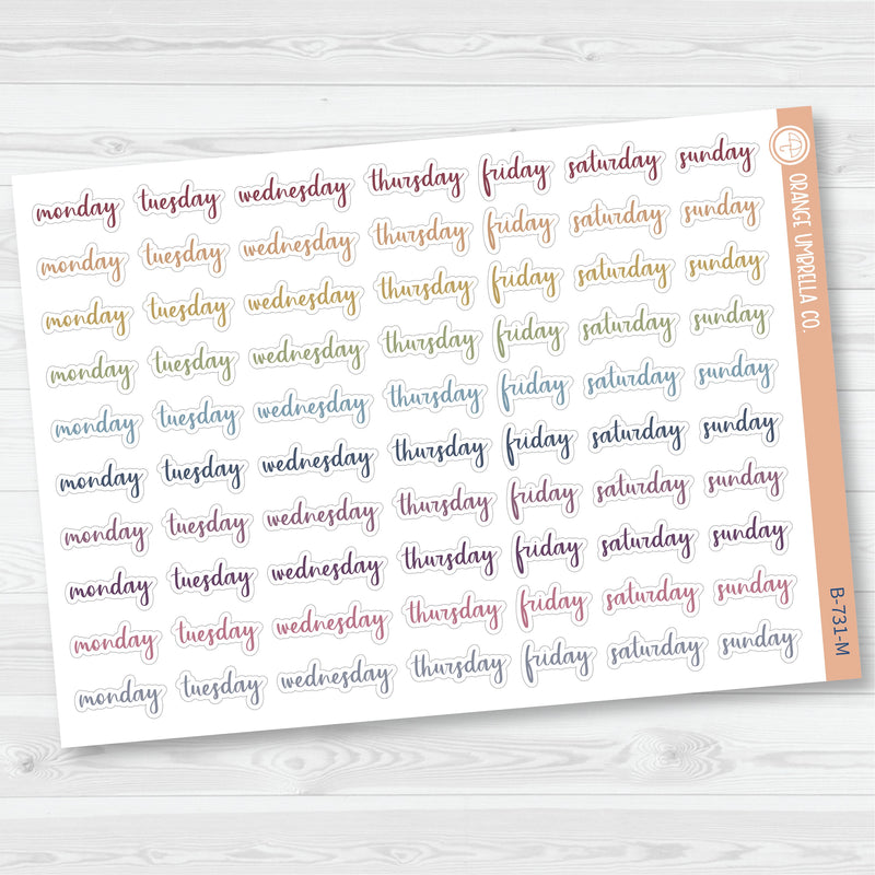 Day of the Week Header Planner Stickers | F14 | B-731