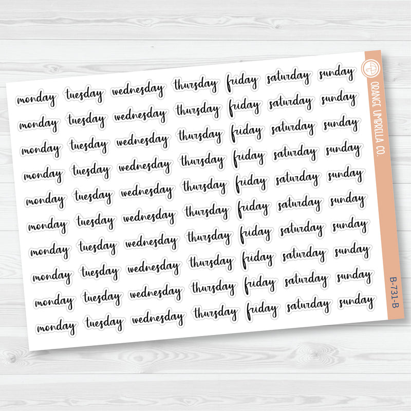 Day of the Week Header Planner Stickers | F14 | B-731