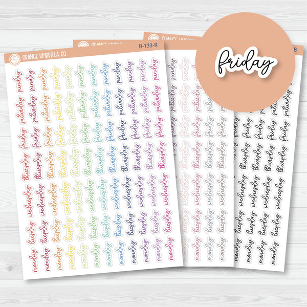 Day of the Week Header Planner Stickers | F15 | B-733
