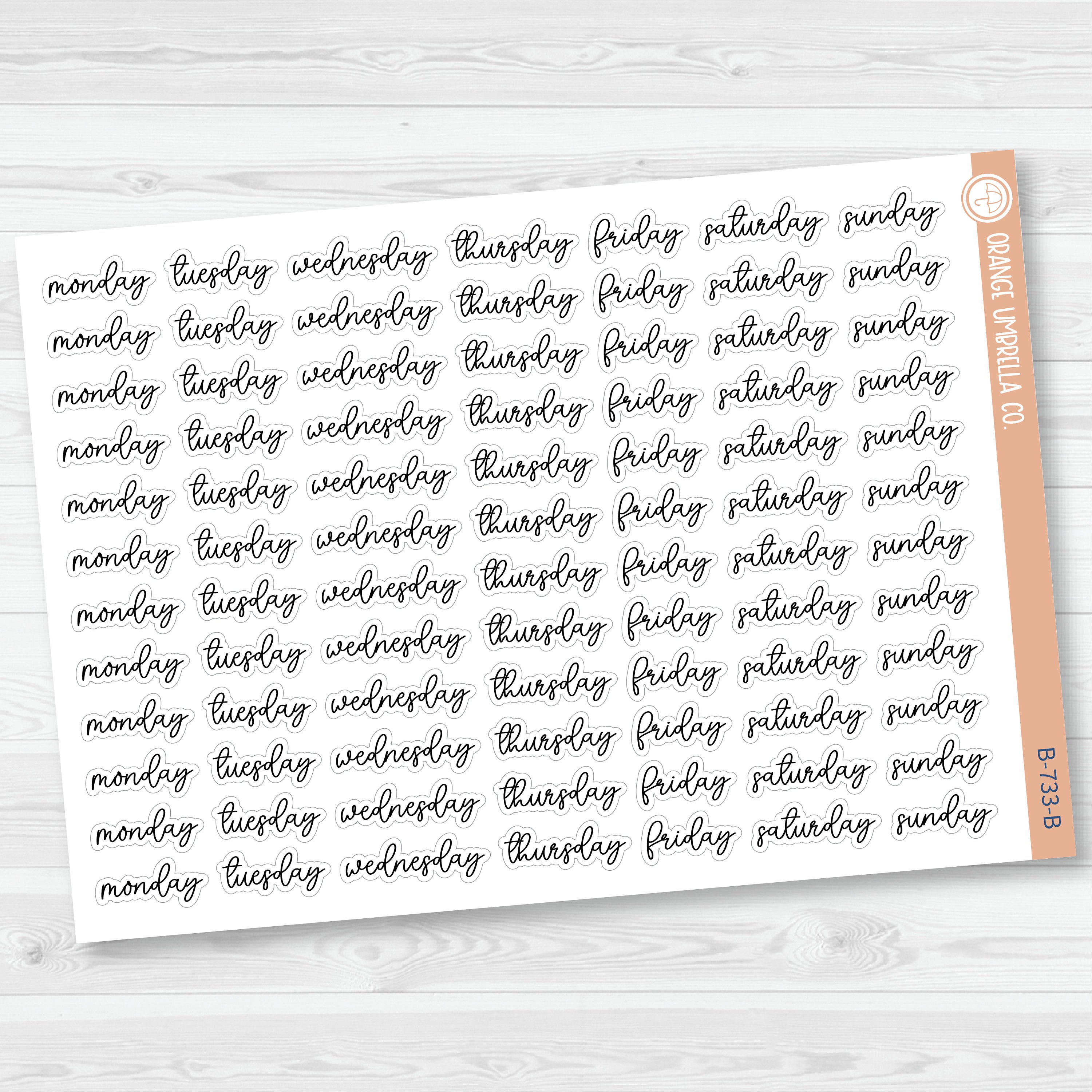 Day of the Week Header Planner Stickers | F15 | B-733
