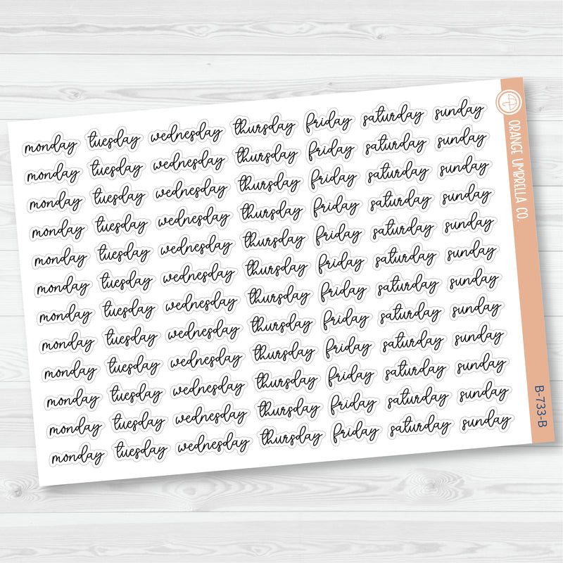Day of the Week Header Planner Stickers | F15 | B-733
