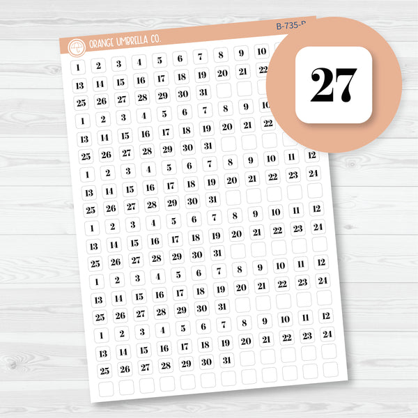 Mini Date Dots | 6 Months Planner Stickers | F19 Print Square | B-735-B