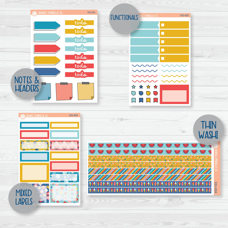 Summer Beachside Party Stickers | Weekly Add-On Planner Kit Stickers | Out Of Office | 331-012