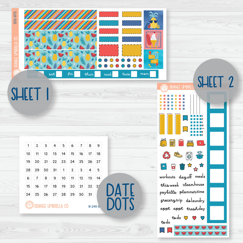 Summer Beachside Party Stickers | Hobonichi Weeks Planner Kit Stickers | Out of Office | 331-071