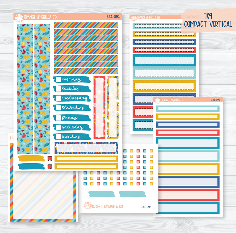 Summer Beachside Party Stickers | 7x9 Compact Vertical Planner Kit Stickers | Out of Office | 331-091