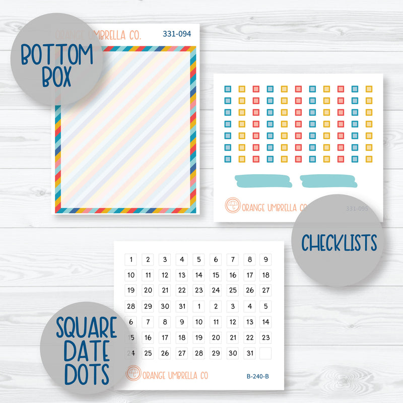 Summer Beachside Party Stickers | 7x9 Compact Vertical Planner Kit Stickers | Out of Office | 331-091