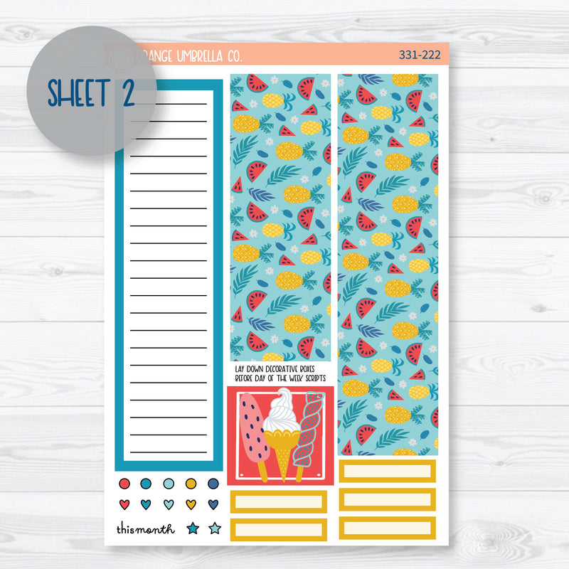 Summer Beachside Party Stickers | 7x9 Plum Monthly Planner Kit Stickers | Out Of Office | 331-221