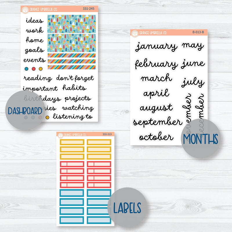 Summer Beachside Party Stickers | A5 EC Monthly & Dashboard Planner Kit Stickers | Out Of Office | 331-241
