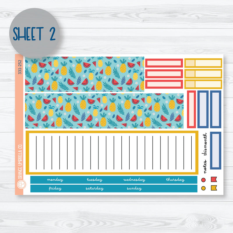 Summer Beachside Party Stickers | 7x9 ECLP Monthly & Dashboard Planner Kit Stickers | Out of Office | 331-251