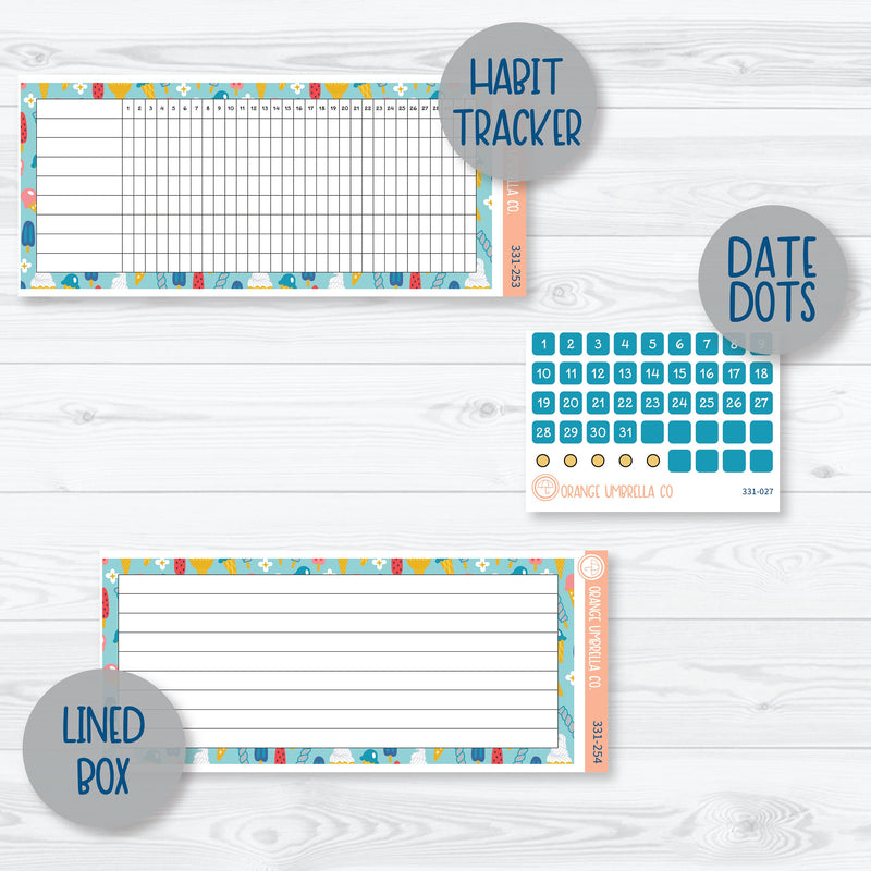 Summer Beachside Party Stickers | 7x9 ECLP Monthly & Dashboard Planner Kit Stickers | Out of Office | 331-251