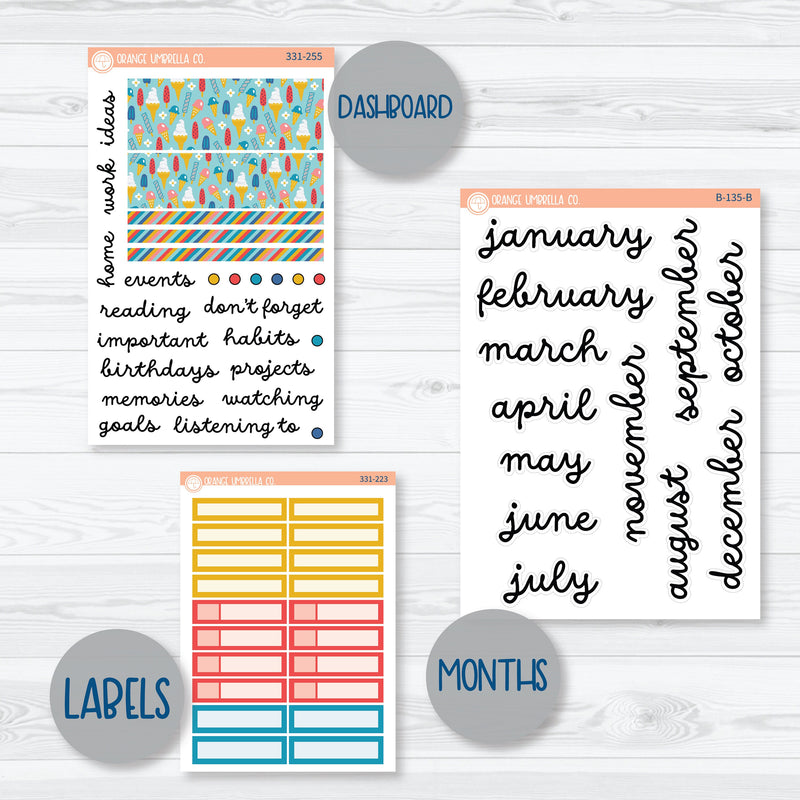 Summer Beachside Party Stickers | 7x9 ECLP Monthly & Dashboard Planner Kit Stickers | Out of Office | 331-251