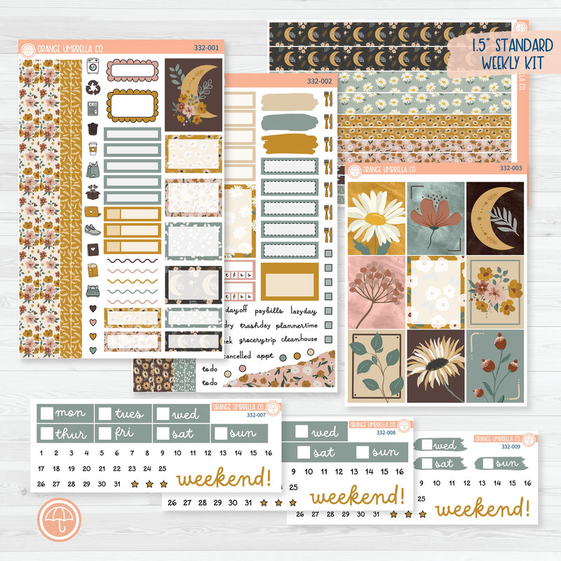 Late Summer Floral Stickers | Weekly Planner Kit Stickers | Living Is Easy | 332-001