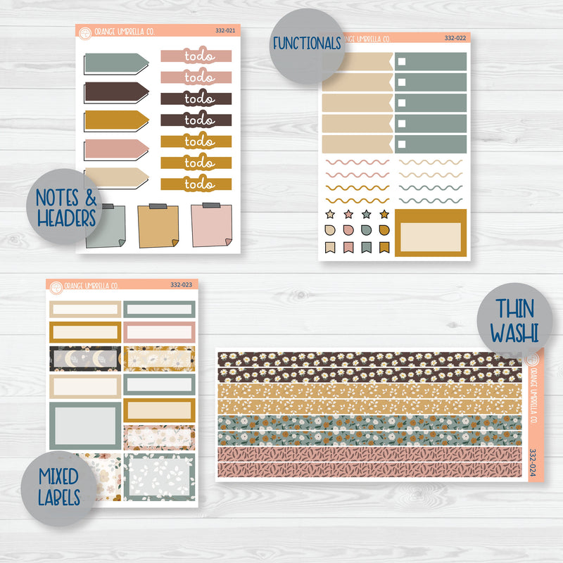 Late Summer Floral Stickers | Weekly Add-On Planner Kit Stickers | Living Is Easy | 332-012