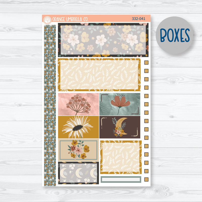 Late Summer Floral Stickers | Plum Vertical Priorities 7x9 Planner Kit Stickers | Living Is Easy | 332-041