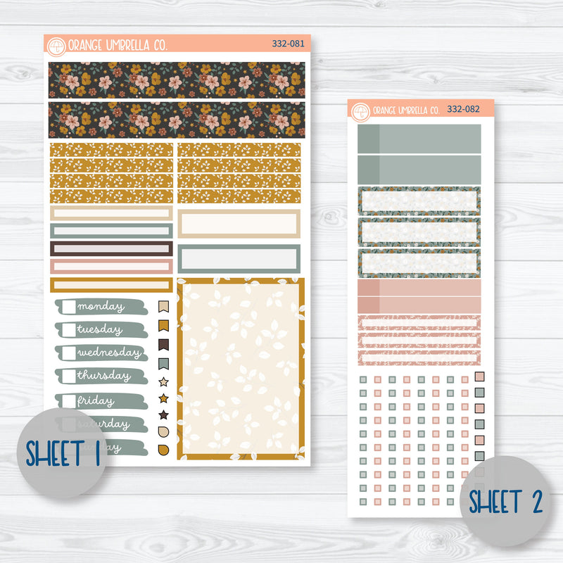 Late Summer Floral Stickers | Compact Vertical Planner Kit Stickers for Erin Condren | Living Is Easy | 332-081