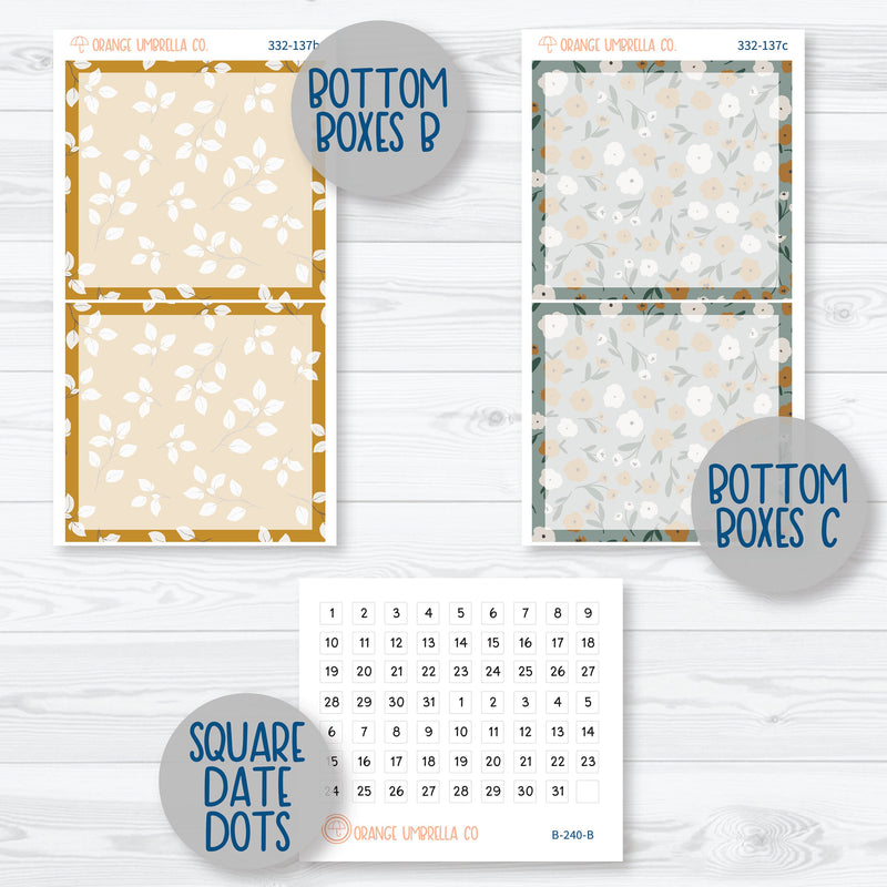 Late Summer Floral Stickers | 7x9 Daily Duo Planner Kit Stickers | Living Is Easy | 332-131