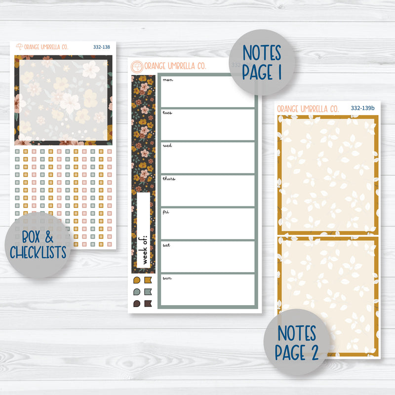 Late Summer Floral Stickers | 7x9 Daily Duo Planner Kit Stickers | Living Is Easy | 332-131