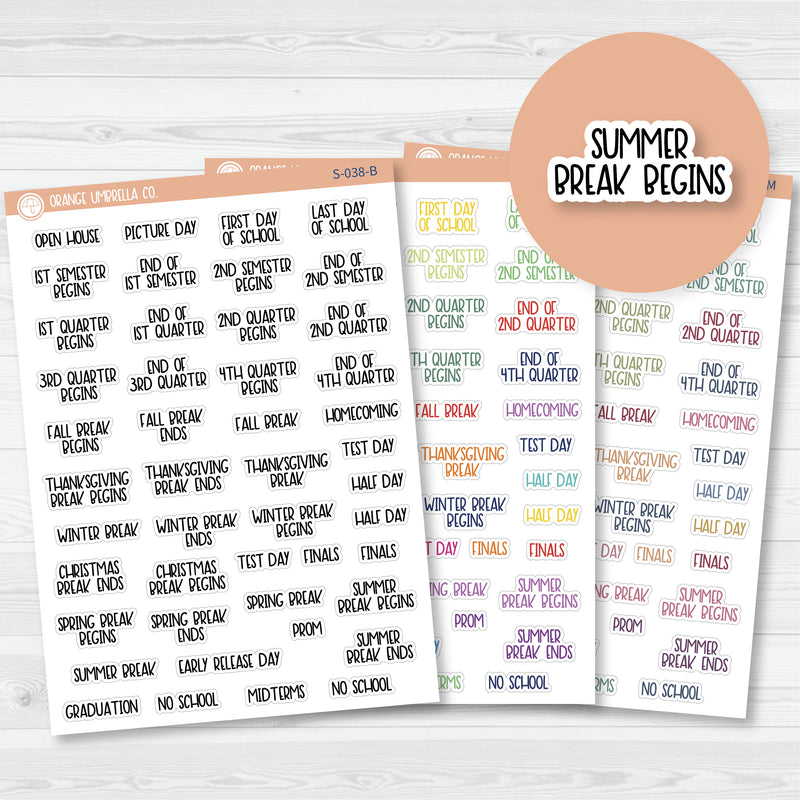 School Related Holiday Script Planner Stickers | F8 | S-038