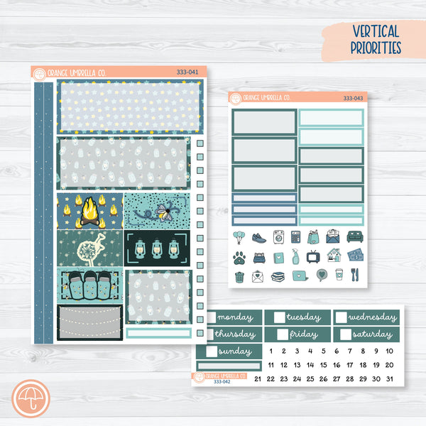 Firefly Summer Night Kit | Plum Vertical Priorities 7x9 Planner Kit Stickers | Light Up | 333-041