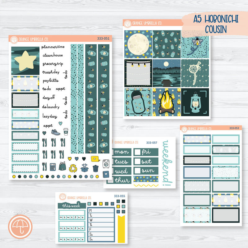 Firefly Summer Night Kit | Hobonichi Cousin Planner Kit Stickers | Light Up | 333-051