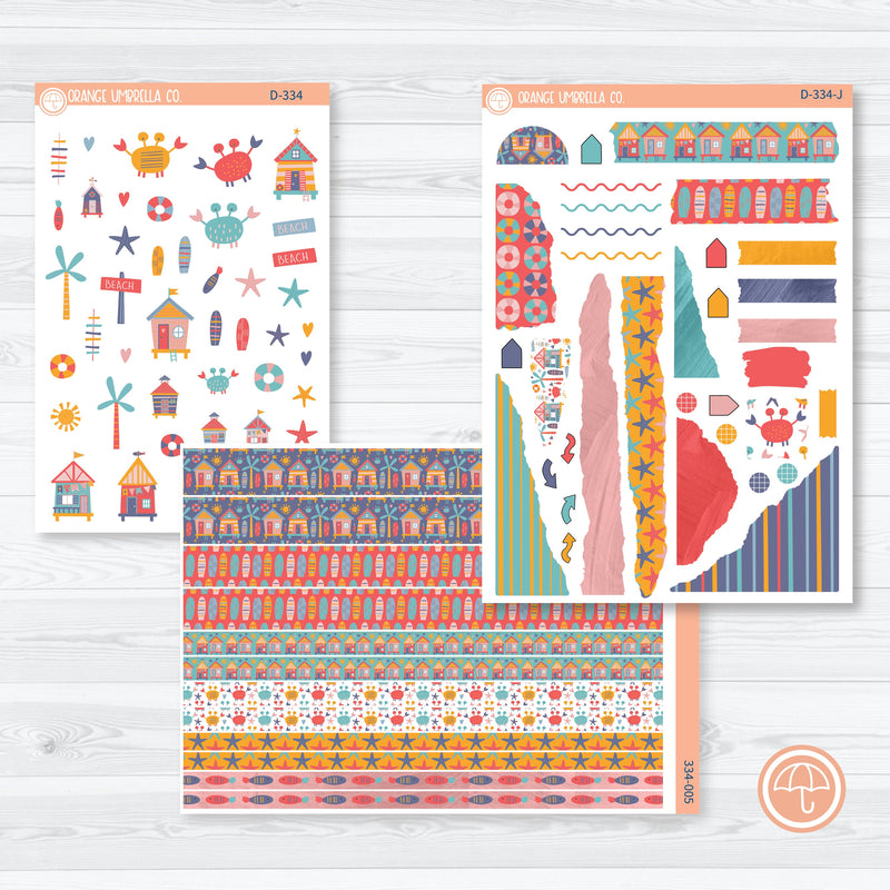 Beachside Vacation Planner Kit | Deco Journaling Planner Stickers | Feeling Crabby | D-334