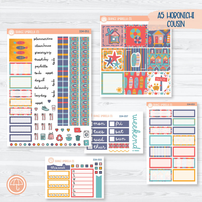 Beachside Vacation Planner Kit | Hobonichi Cousin Planner Kit Stickers | Feeling Crabby | 334-051