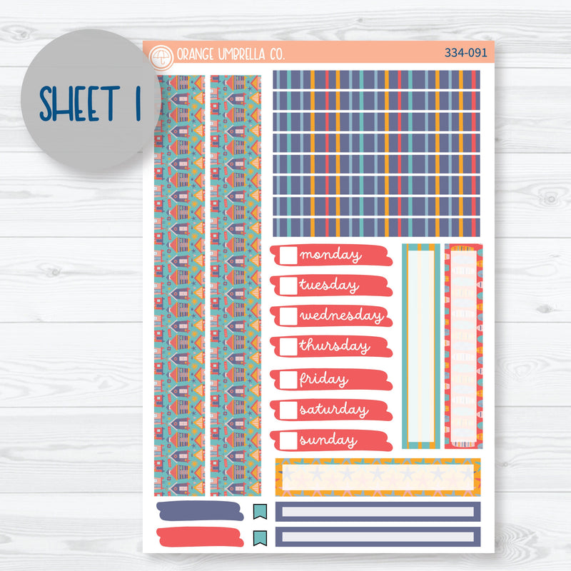 Beachside Vacation Planner Kit | 7x9 Compact Vertical Planner Kit Stickers | Feeling Crabby | 334-091