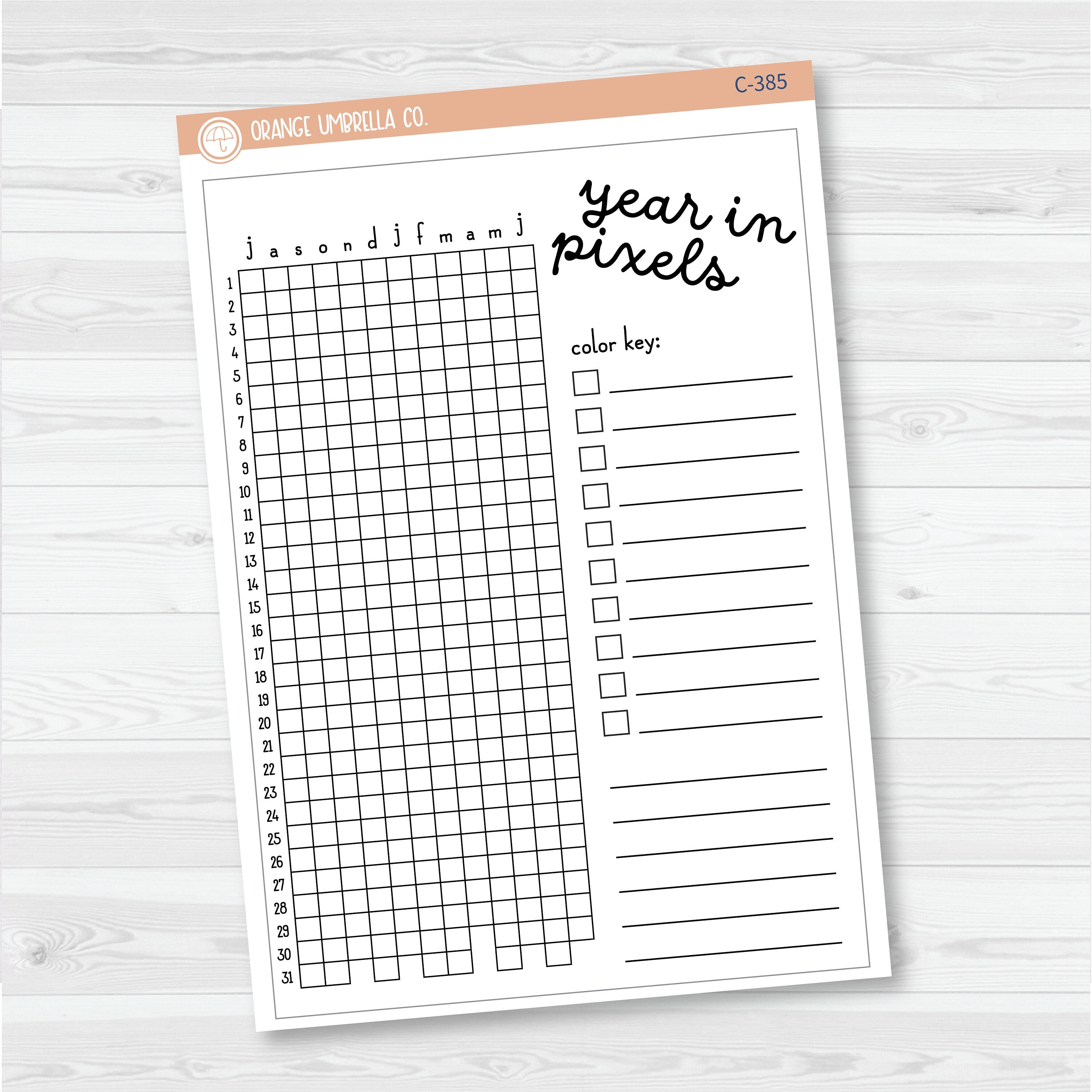 NP-Year In Pixels; January start or July Start Full Page A5 & 7x9 Size Deco Planner Stickers | C-384-385