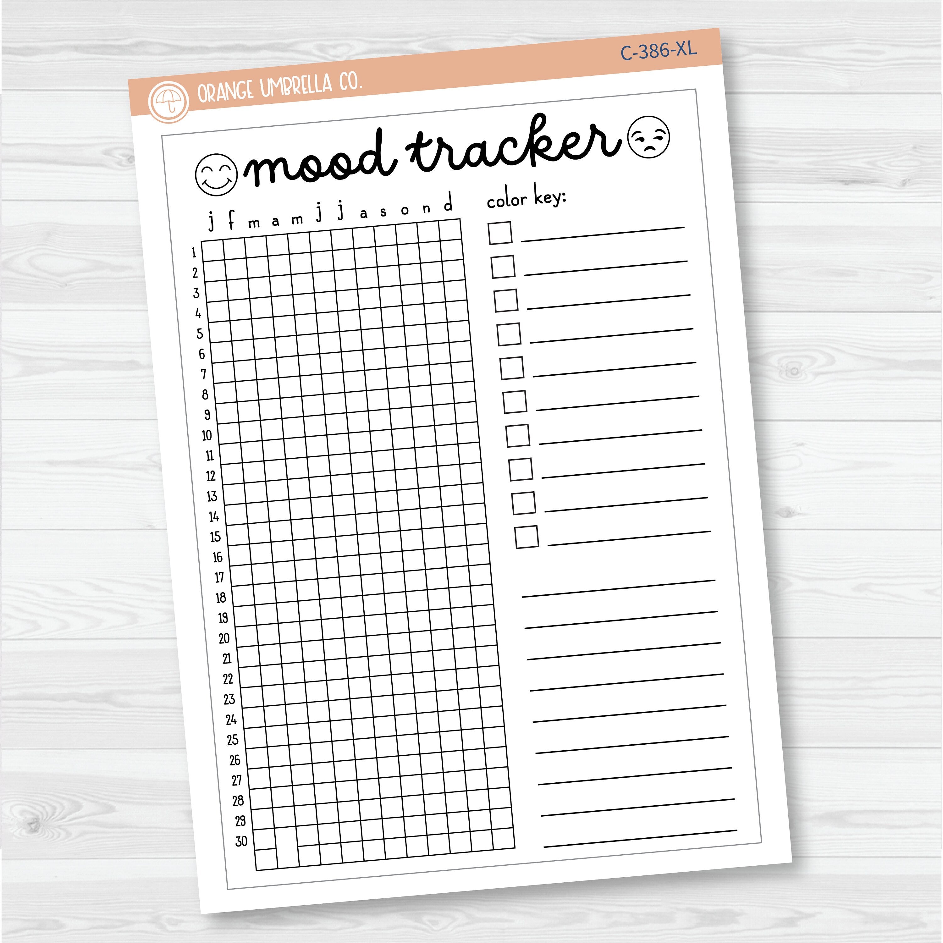 NP-Mood Tracker In Pixels; January start or July Start Full Page A5 & 7x9 Size Deco Planner Stickers | C-386-387