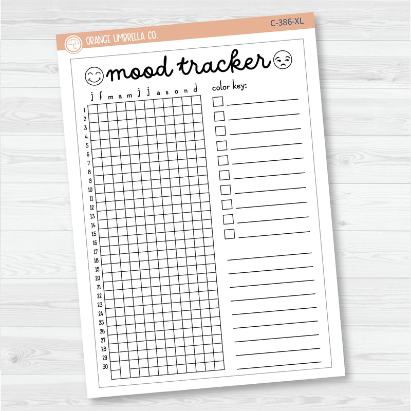 NP-Mood Tracker In Pixels; January start or July Start Full Page A5 & 7x9 Size Deco Planner Stickers | C-386-387