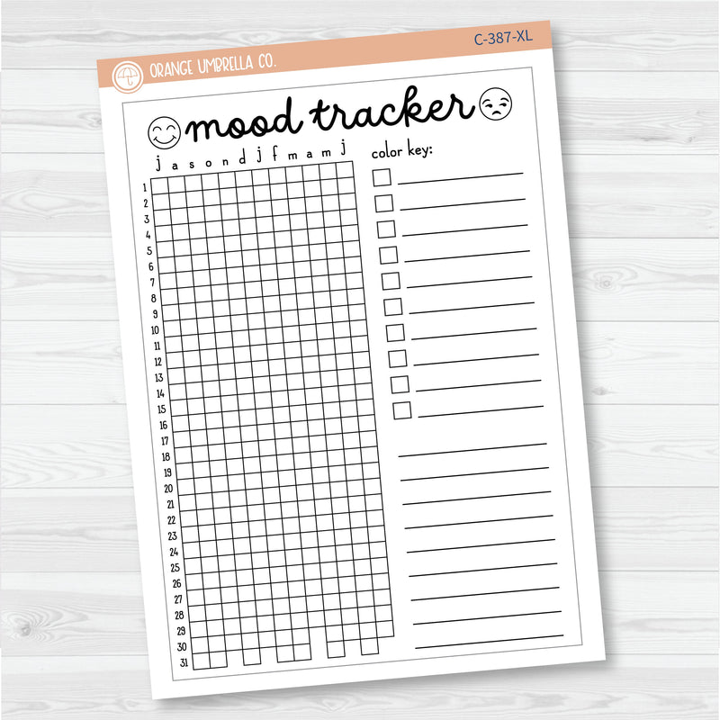 NP-Mood Tracker In Pixels; January start or July Start Full Page A5 & 7x9 Size Deco Planner Stickers | C-386-387