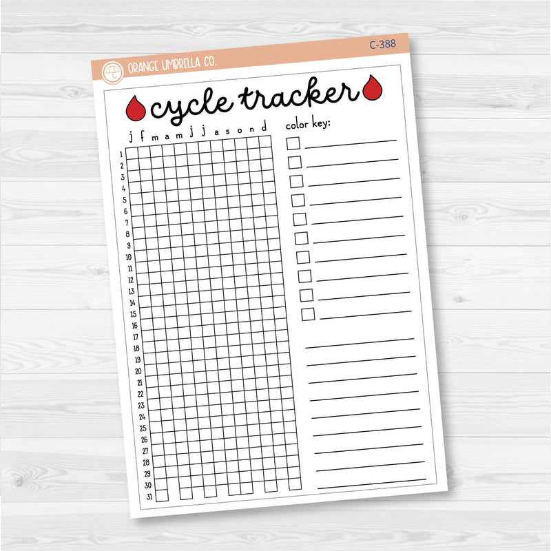 NP-Cycle Tracker In Pixels; January start or July Start Full Page A5 & 7x9 Size Deco Planner Stickers | C-388-389