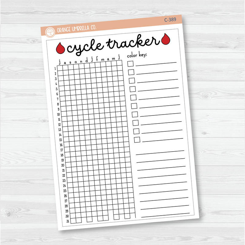 NP-Cycle Tracker In Pixels; January start or July Start Full Page A5 & 7x9 Size Deco Planner Stickers | C-388-389