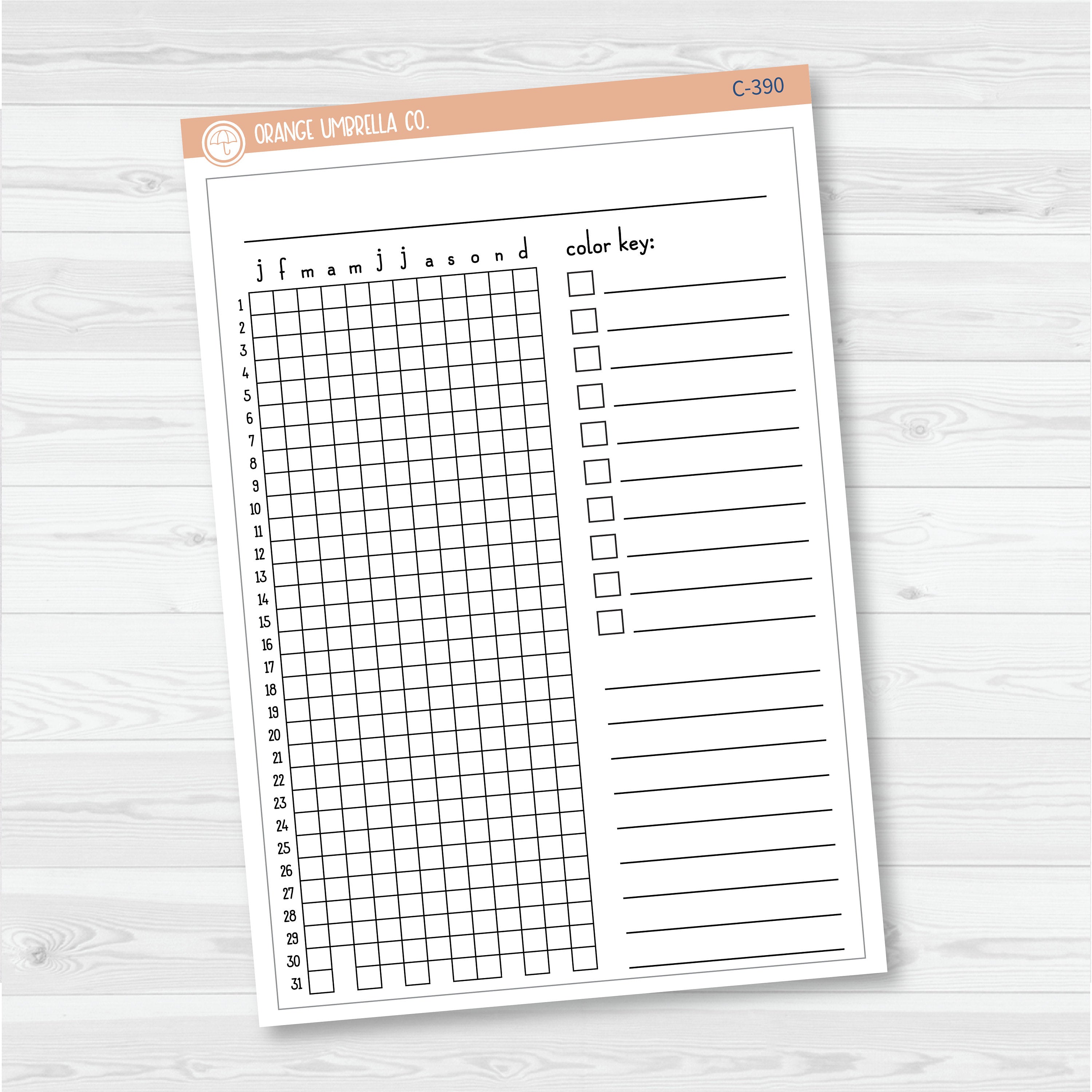 NP-Blank Tracker; January start or July Start Full Page A5 & 7x9 Size Deco Planner Stickers | C-390-391