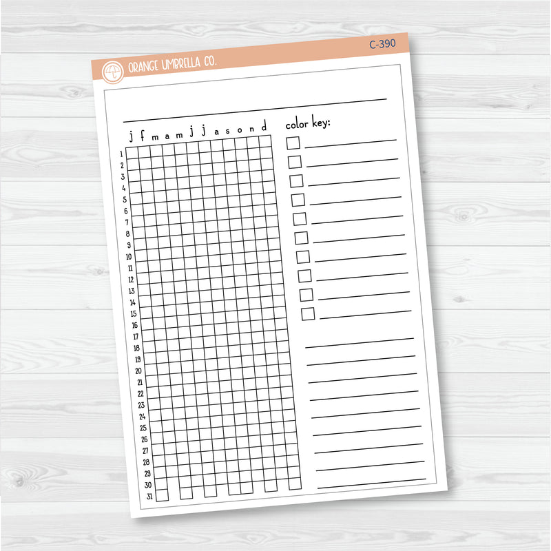NP-Blank Tracker; January start or July Start Full Page A5 & 7x9 Size Deco Planner Stickers | C-390-391