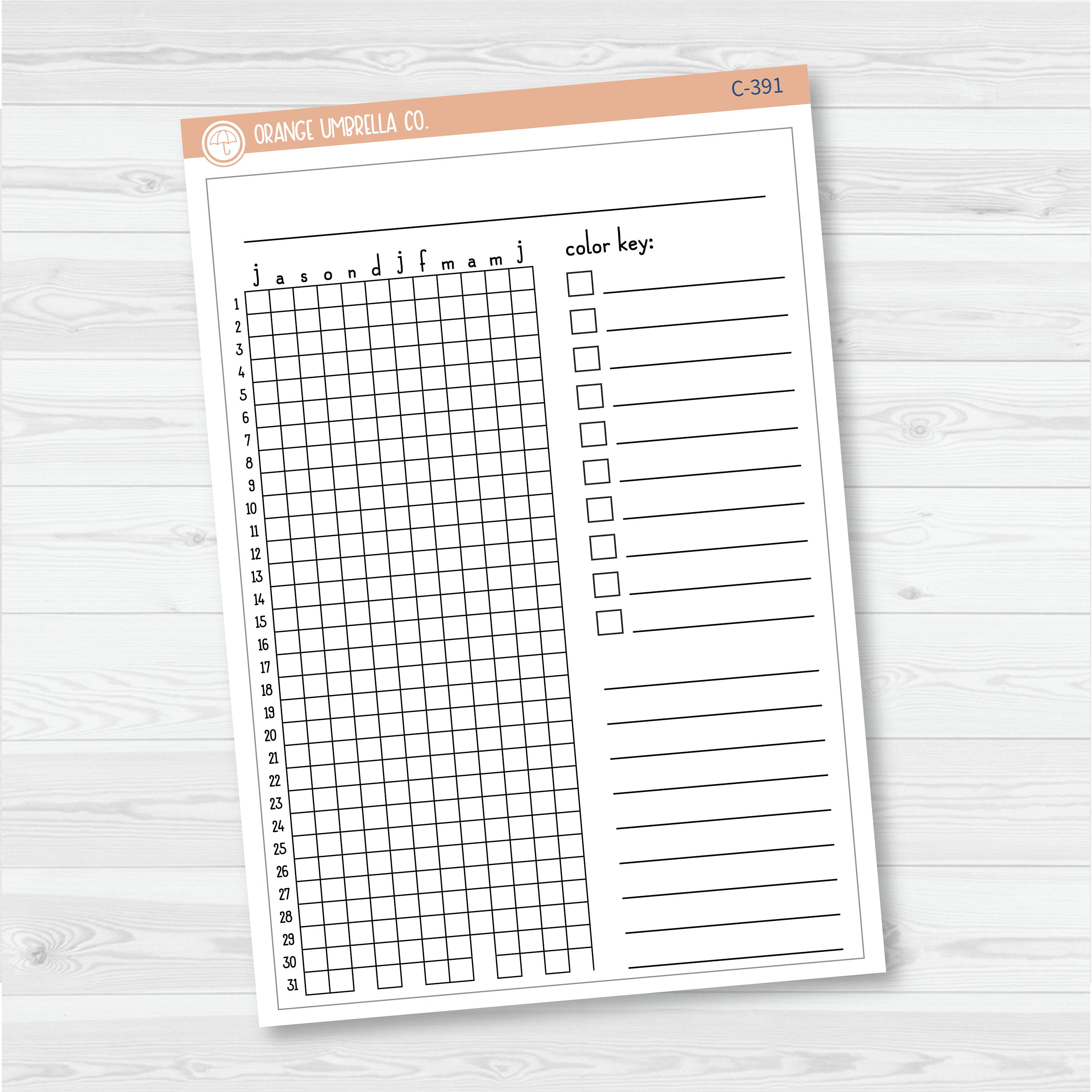 NP-Blank Tracker; January start or July Start Full Page A5 & 7x9 Size Deco Planner Stickers | C-390-391