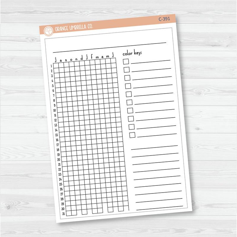 NP-Blank Tracker; January start or July Start Full Page A5 & 7x9 Size Deco Planner Stickers | C-390-391