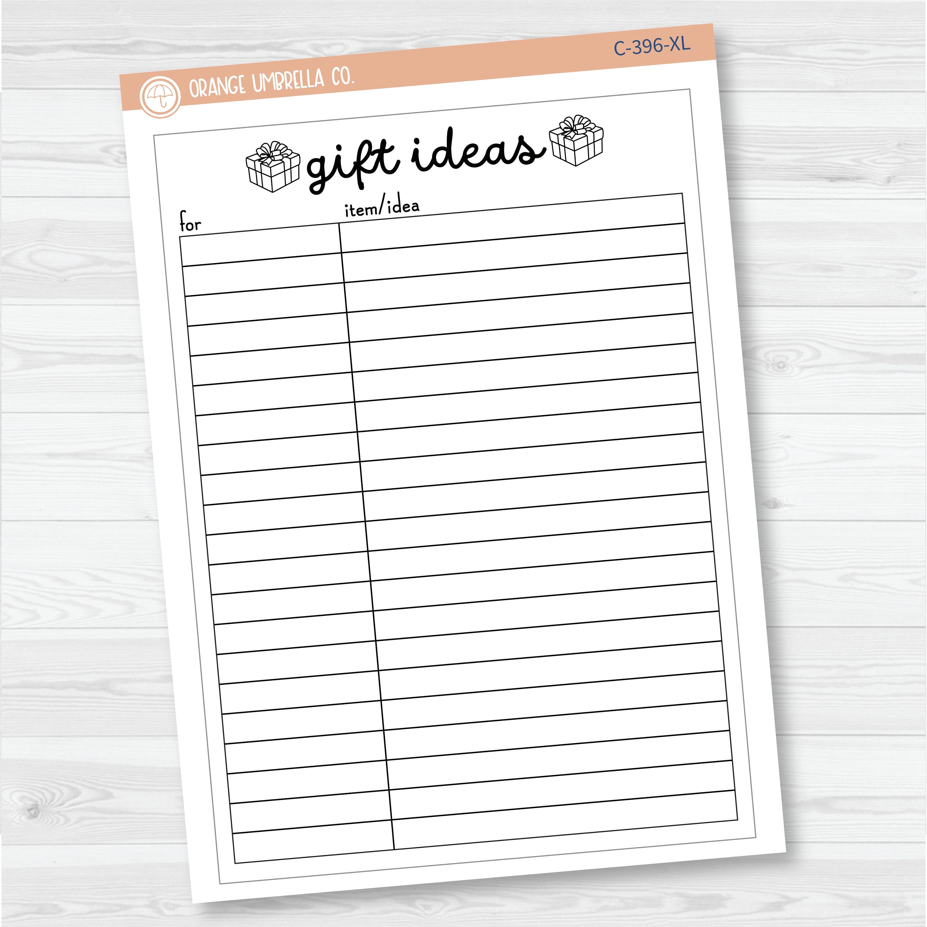 NP-Gift Ideas Tracker Full Page A5 & 7x9 Deco Planner Stickers | C-396