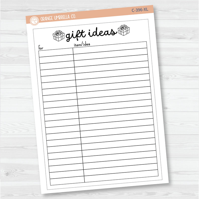 NP-Gift Ideas Tracker Full Page A5 & 7x9 Deco Planner Stickers | C-396