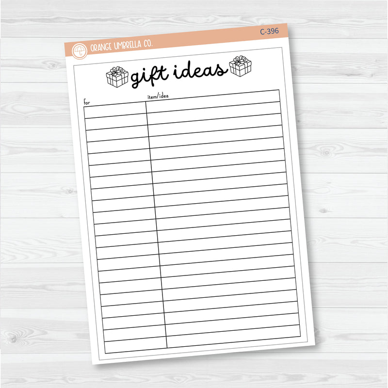 NP-Gift Ideas Tracker Full Page A5 & 7x9 Deco Planner Stickers | C-396