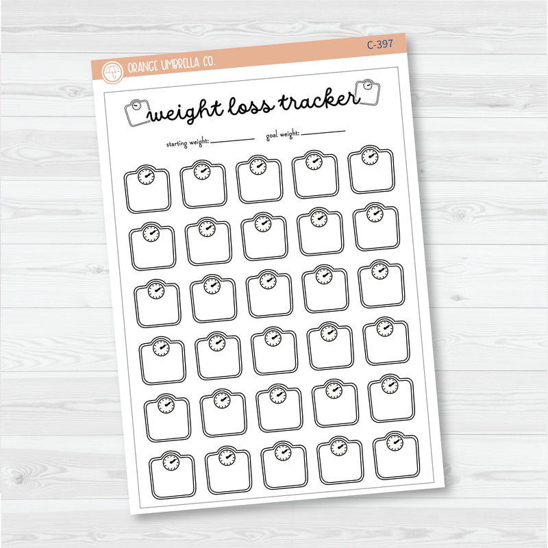 NP-Weight Loss Tracker Full Page A5 & 7x9 Deco Planner Stickers | C-397