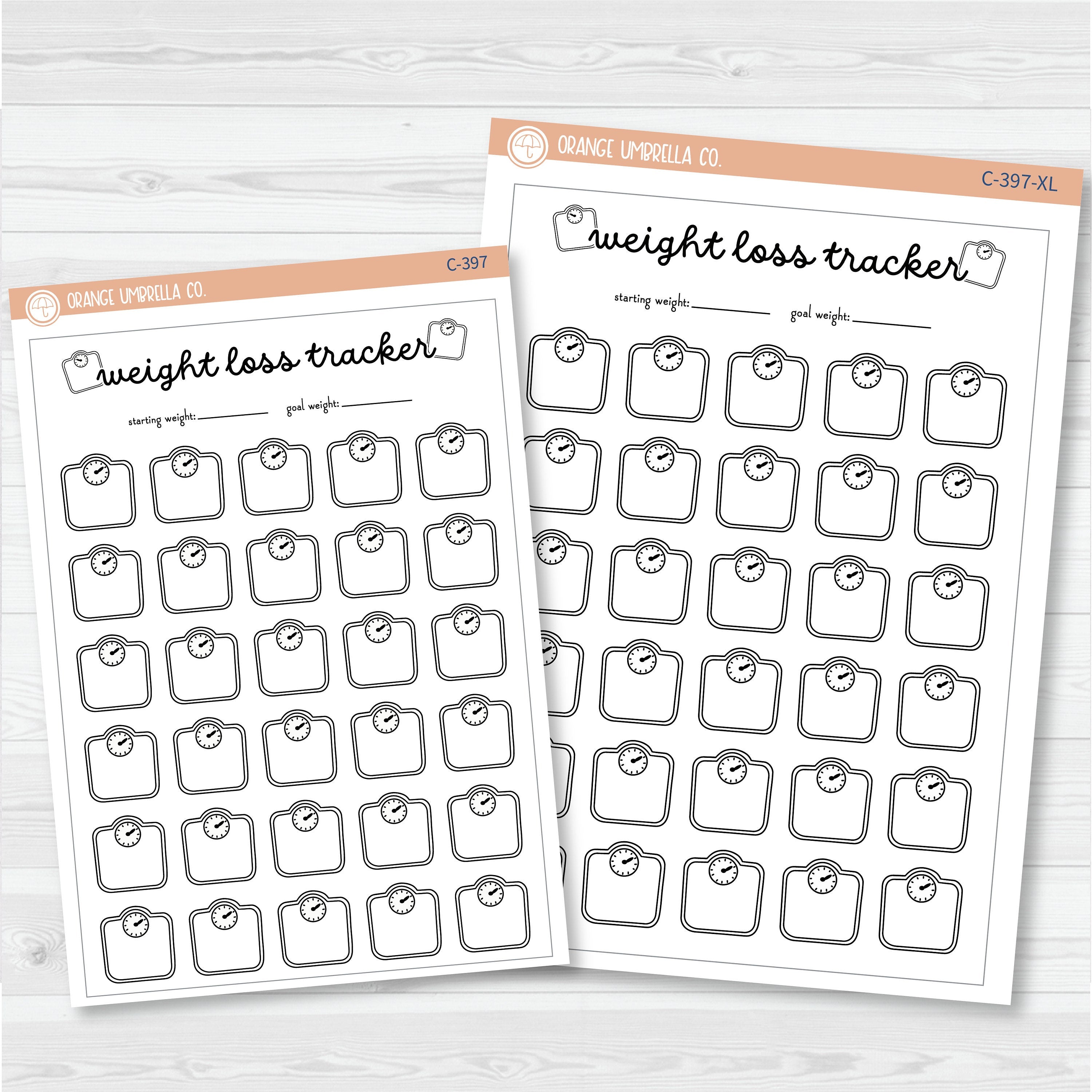 NP-Weight Loss Tracker Full Page A5 & 7x9 Deco Planner Stickers | C-397