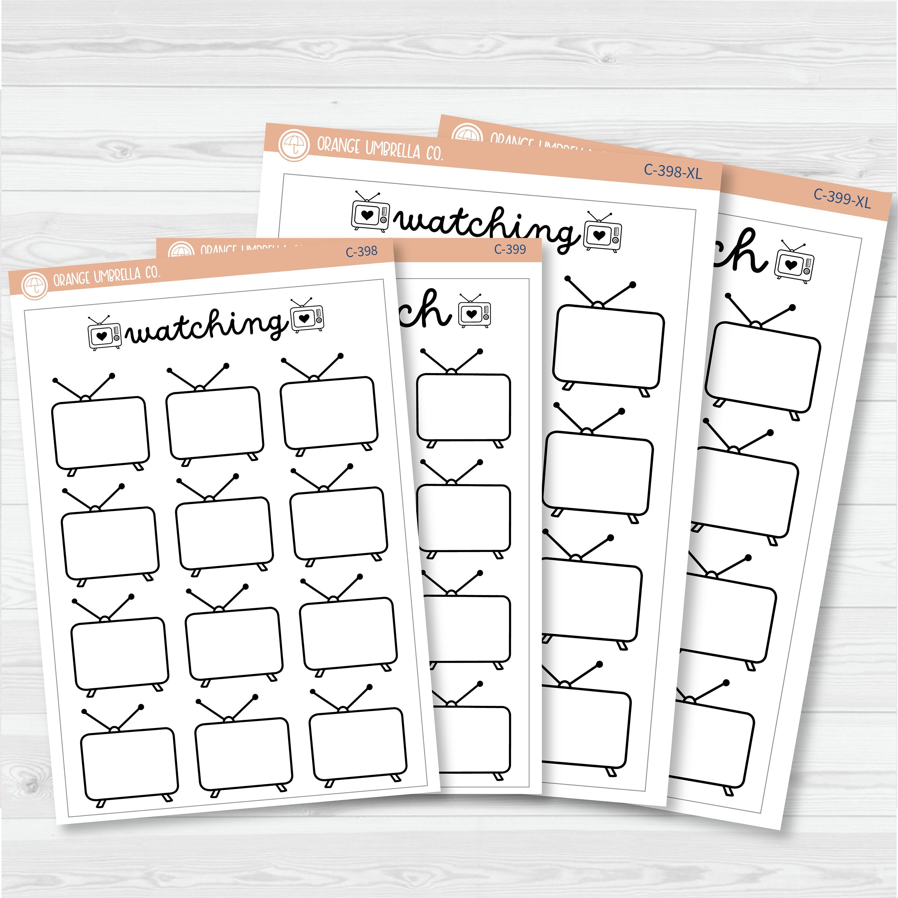NP-Watching\To WatchTracker Full Page A5 & 7x9 Size Deco Planner Stickers | C-398-399