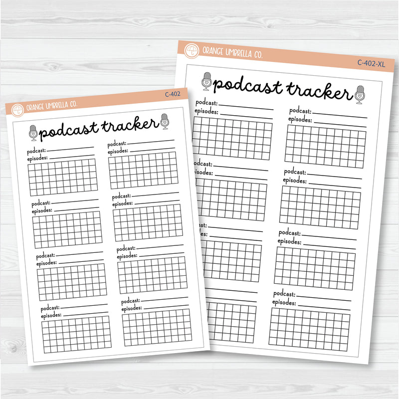 NP-Podcast Tracker Full Page A5 & 7x9 Size Deco Planner Stickers | C-402