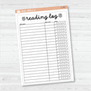 NP-Reading Log with Spicy Rating Tracker Full Page A5 & 7x9 Size Deco Planner Stickers | C-405
